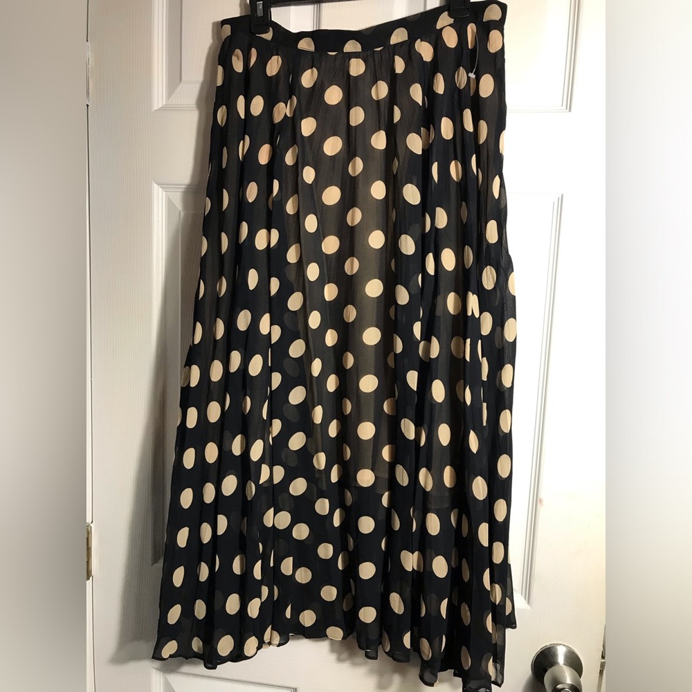 J.crew Black Polka Dot Pleated Maxi Skirt - Cream Dots 12